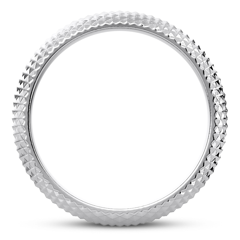 18K White Gold Diamond-Pattern Band (9mm)